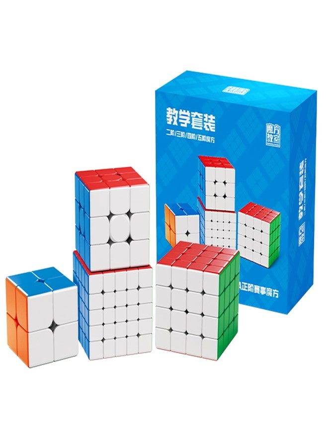 Moyu Meilong 2x2 3x3 4x4 5x5 Educational Cube Set Stickerless Speed Cubes Bundle Gift for Children Adults 4 Pack - Image 1